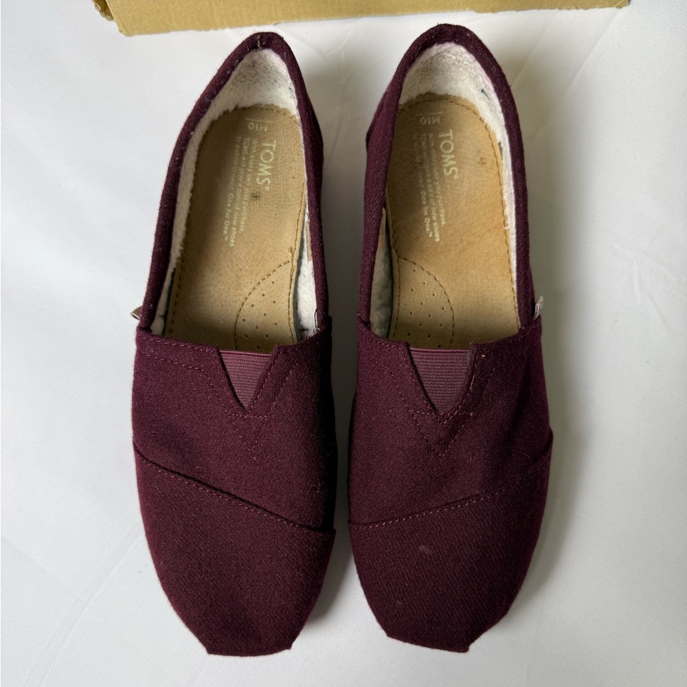 Toms Woolen Burgundy Casual Slip-Ons Men’s Size 10